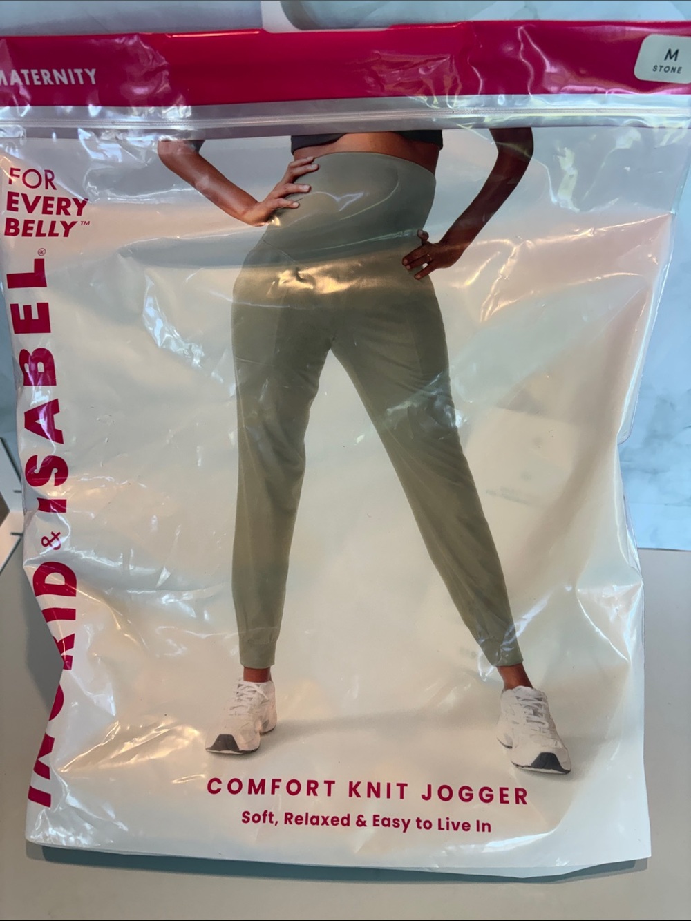 Ingrid & Isabel Comfort Knit Joggers - Stone Size M (8-10)